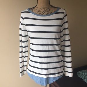 Loft striped long sleeve shirt with jean lining